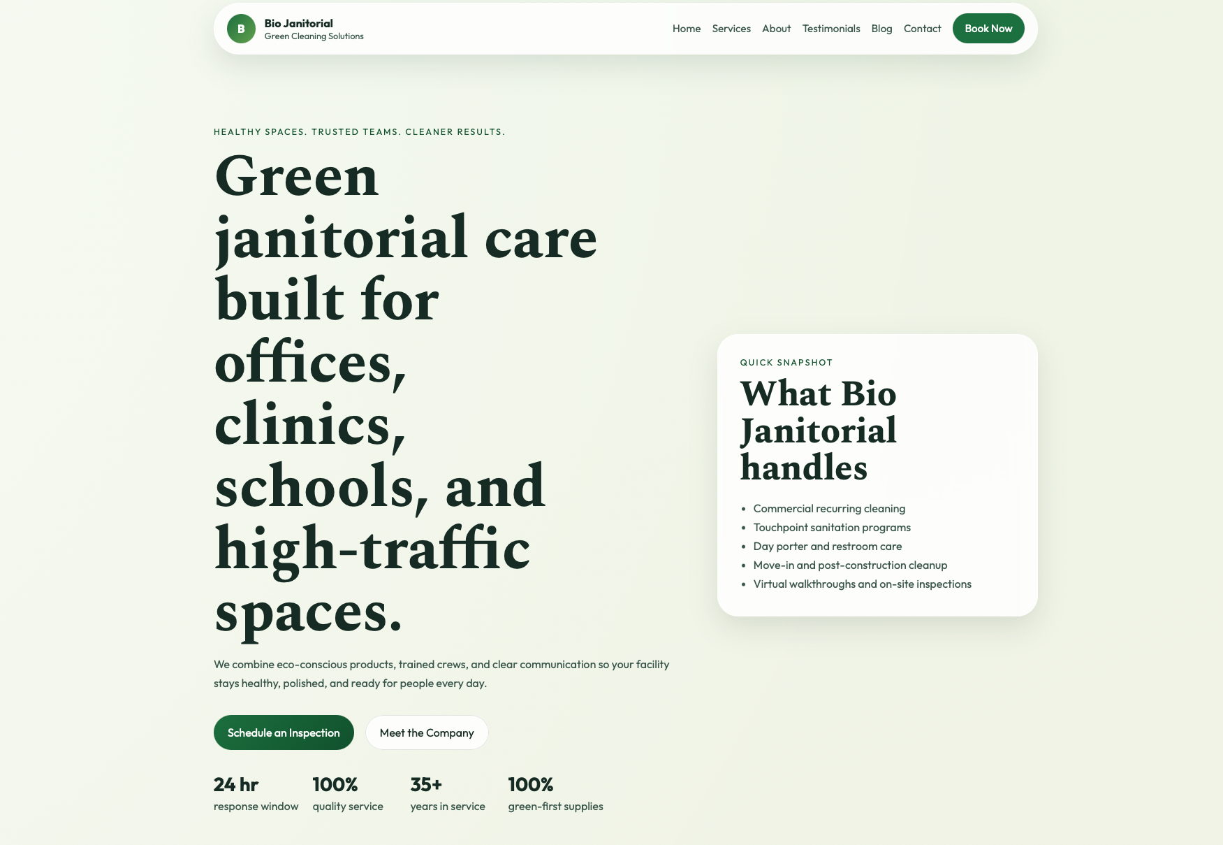 Preview of Bio Janitorial website