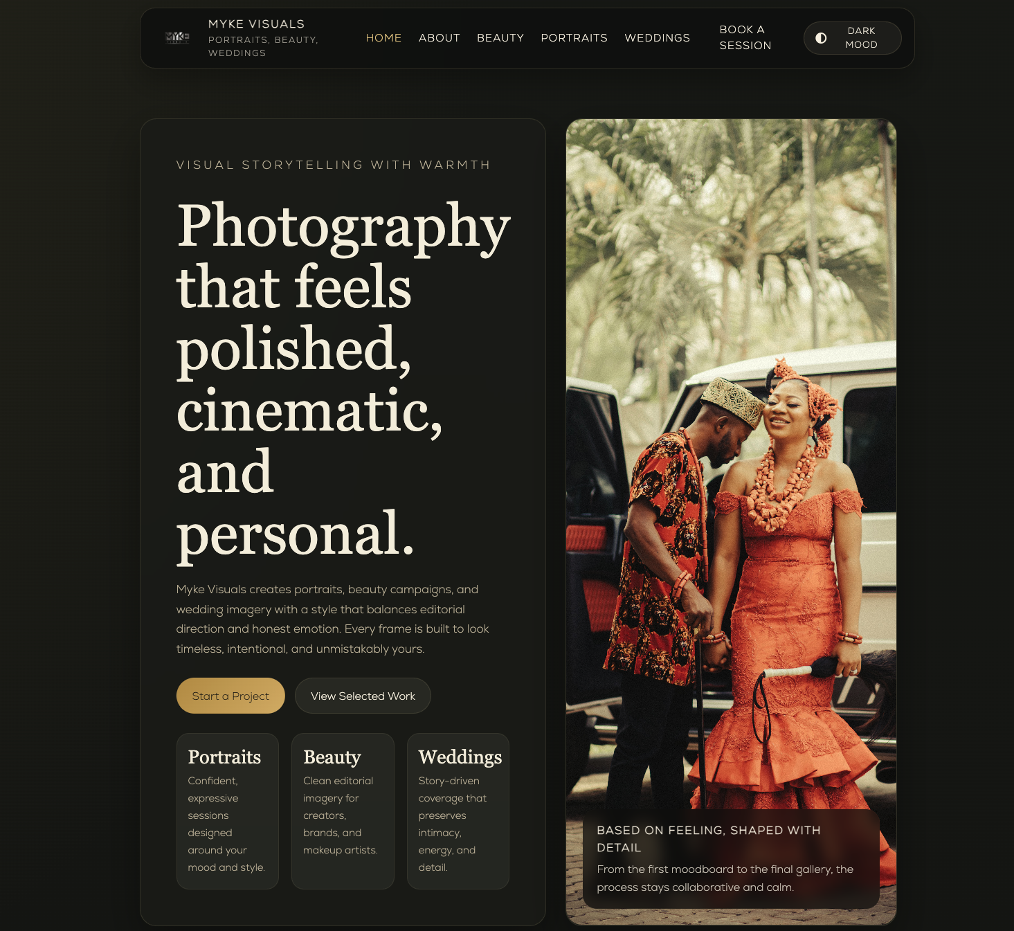 Preview of Myke Visuals website